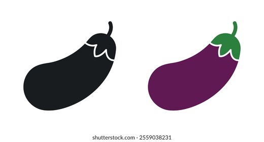 Eggplant icons in black and colored version