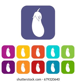 Eggplant icons set vector illustration in flat style In colors red, blue, green and other