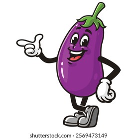 Eggplant with idea,     Cartoon Character Mascot Illustration Vector Clip-art Hand-drawn Logo Design