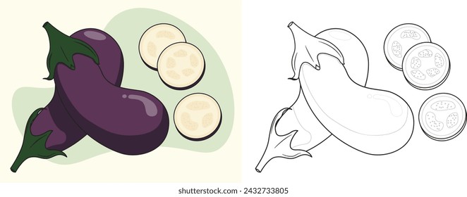 Eggplant illustration coloring page for kids