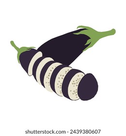 Eggplant isolate icon. Minimalistic style, primitive cut geometric pattern vector.