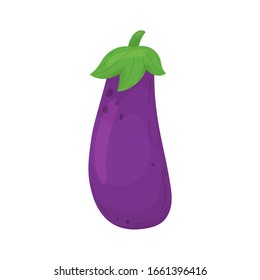 Eggplant isolated on white background. Eco food. Website design, mobile app. Vector illustration vegetable  in cartoon style