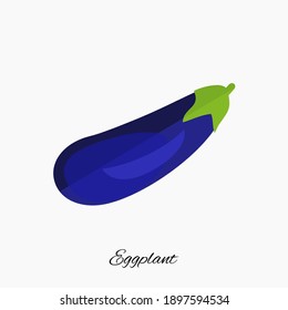 Eggplant isolated on white background. Aubergine vector icon in flat style, simple vegetable symbol, Guinea squash sign, eggplant silhouette