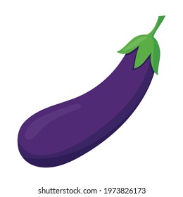 Eggplant isolated on a white background in a flat style. For icons, banners, labels, and signage.