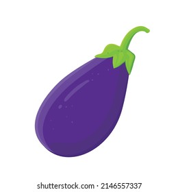 La berenjena aislada en fondo blanco. Ilustración vectorial de la verdura.