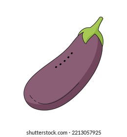 Eggplant Isolated on white background for menu, banner, poster, label, emblem. Cartoon style