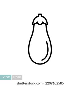 Eggplant isolated vector icon. Vegetable sign. Graph symbol for food and drinks web site, apps design, mobile apps and print media, logo, UI