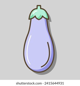 Eggplant isolated vector icon. Vegetable sign. Graph symbol for food and drinks web site, apps design, mobile apps and print media, logo, UI