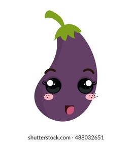 eggplant kawaii cartoon