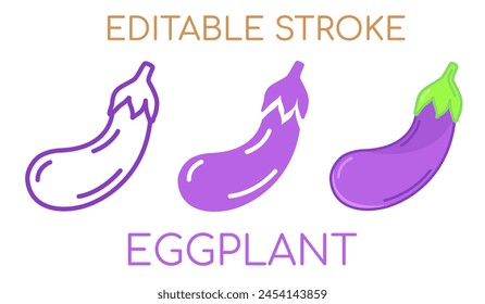 Eggplant line icon, filled and flat. editable stroke