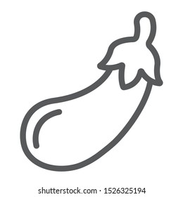 Eggplant line icon, fruits and vegetables, grocery sign, vector graphics, a linear pattern on a white background, eps 10.