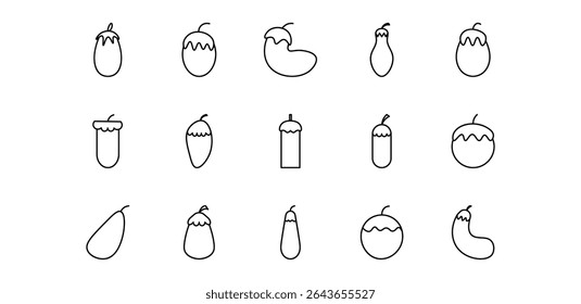 eggplant line icon pack illustration
