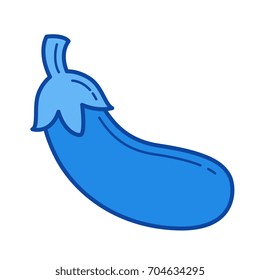 Eggplant line icon for web, mobile and infographics. Vector white icon isolated on red background.