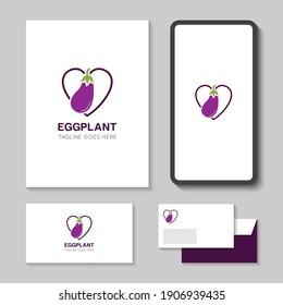 eggplant logo and aubergine icon vector illustration best logo design