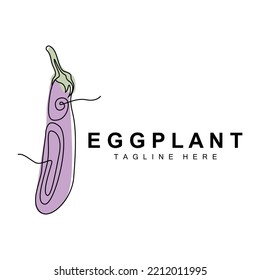 Eggplant Logo Design, Vegetables Illustration Purple Vegetable Plantation Vector, Product Brand Icon Template