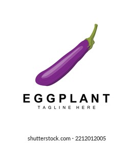 Eggplant Logo Design, Vegetables Illustration Purple Vegetable Plantation Vector, Product Brand Icon Template