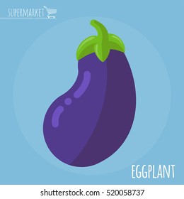 Eggplant.  Long shadow flat design vector icon.