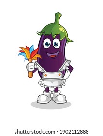 eggplant maid mascot. cartoon vector