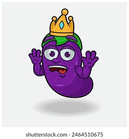 Eggplant Mascot Character Cartoon With Shocked expression. For brand, label, packaging and product. Vector Illustrations