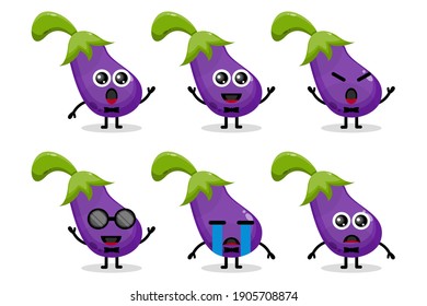 eggplant mascot fruit flat design character