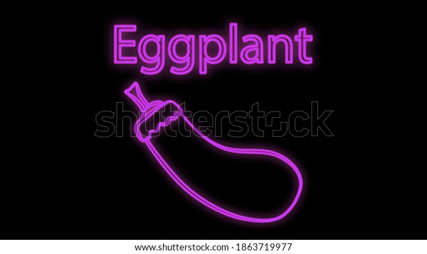 eggplant on a black background, vector\
illustration, neon. seasoning for food. neon purple. neon sign,\
illumination. bright sign for cafes and\
restaurants.