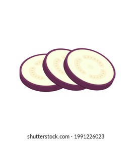 Eggplant on white background. Sliced .