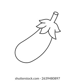 Eggplant outline symbol. Fresh organic vegetable. Natural vegetarian food. Healthy eating. Vector illustration