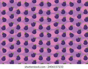 Eggplant pattern, background for kitchen fabrics or backgrounds for design, eggplant repeat, great for vegan publication background too