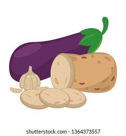 Eggplant and potatoes with garlic