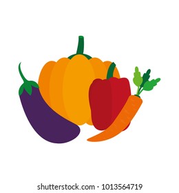 Eggplant pumpkin pepper and carrot design
