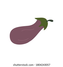 Auberginen. Violett-Gemüse. Farbige Vektorgrafik im Cartoon-Stil einzeln auf weißem Hintergrund. Violettpflanze. Ernte