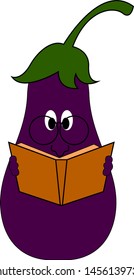 Lectura de berenjenas, ilustración, vector sobre fondo blanco.