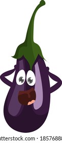 Eggplant screaming, illustration, vector on white background