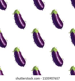 Eggplant seamless pattern. Artistic eggplant background
