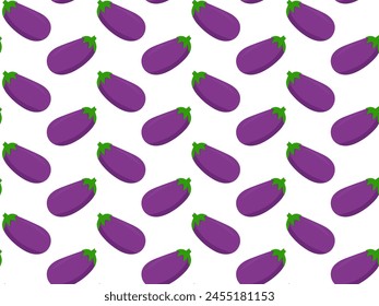 Patrón sin costuras de berenjena. Vegetales brillantes que se repiten. Ilustración vectorial de alimentos saludables