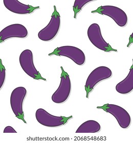 Patrón Sin Pescado De Eggplant En Un Fondo Blanco. Ilustración del vector de iconos de la planta de huevos fresca