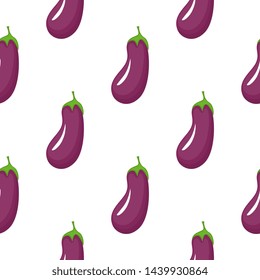 Eggplant seamless pattern. Organic vegetarian food. Used for design surfaces, fabrics, textiles, packaging paper.