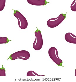 Eggplant seamless pattern. Organic vegetarian food. Used for design surfaces, fabrics, textiles, packaging paper