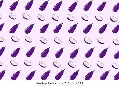 Eggplant Seamless Pattern with Repeating Purple Motifs Perfect for Kitchen Decor
