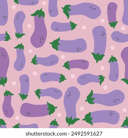 Eggplant seamless pattern texture vegetarian healthy food fresh vegetable illustration veggies decorative unique wallpaper backdrop background supermarket 