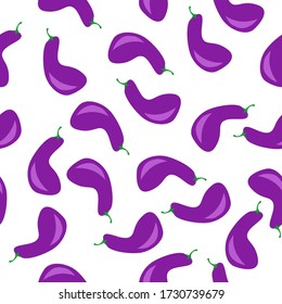 Eggplant seamless pattern, vector illustration on food theme with purple color details