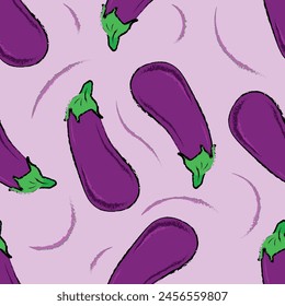 Eggplant seamless pattern vector, vector illustration, cartoon style, design template, background template, clipping mask