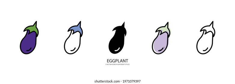 EGGPLANT SET VECTOR TYPE ICON