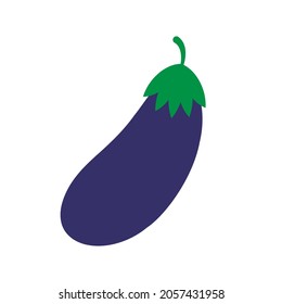 Eggplant shape icon. Vegetable symbol. Fruit silhouette logo. Vector illustration image. Isolated on white background.