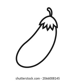 Eggplant shape icon. Vegetable symbol. Fruit silhouette. Food logo. Vector illustration image. Isolated on white background.