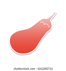 Eggplant sign. Salad ingredient. Healthy vegetable. Vector. Reddish icon with white and gray shadow on white background. Isolated.