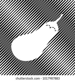 Eggplant sign. Salad ingredient. Healthy vegetable. Vector. Icon. Hole in moire background.