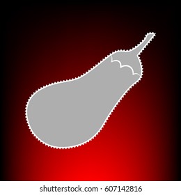 Eggplant sign. Salad ingredient. Healthy vegetable. Postage stam or old photo style on red-black gradient background.