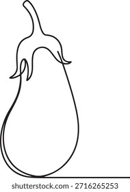 Eggplant silhouette vector continuous line minimal vegetable art illustration