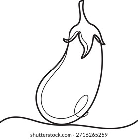 Eggplant silhouette vector continuous line minimal vegetable illustration

